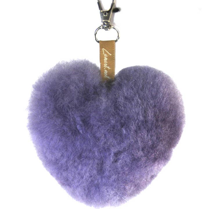 Plush Heart Pompom Keychain - Artisan Alpaca Fur Charm for wholesale by Lanart Alpaca
