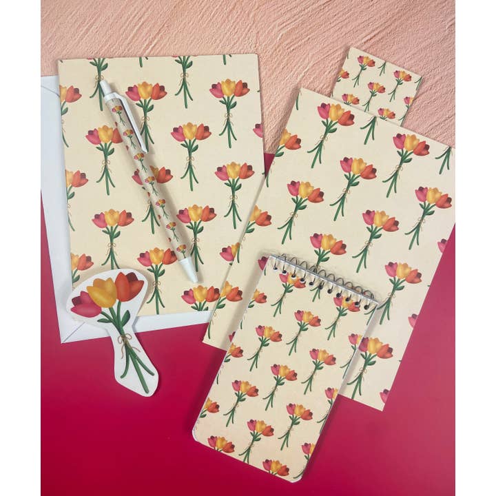 Made Line Designs - Vendita all'ingrosso Segnalibro - Segnalibro laminato con motivo a fascio di fiori di tulipano