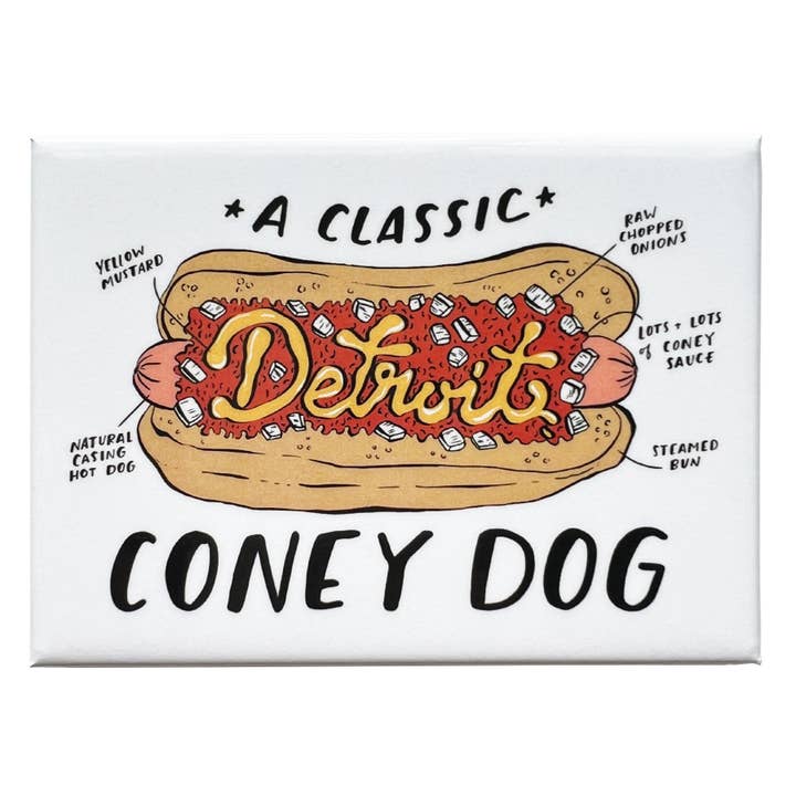 Magnete rettangolare Detroit Coney Dog per la vendita all'ingrosso da parte di City Bird
