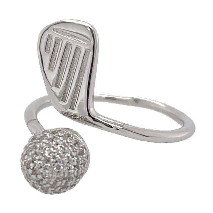 Statement-Ring aus Sterlingsilber mit Golfclub-Motiv für den Großhandel von Nau-T-Girl Jewelry
