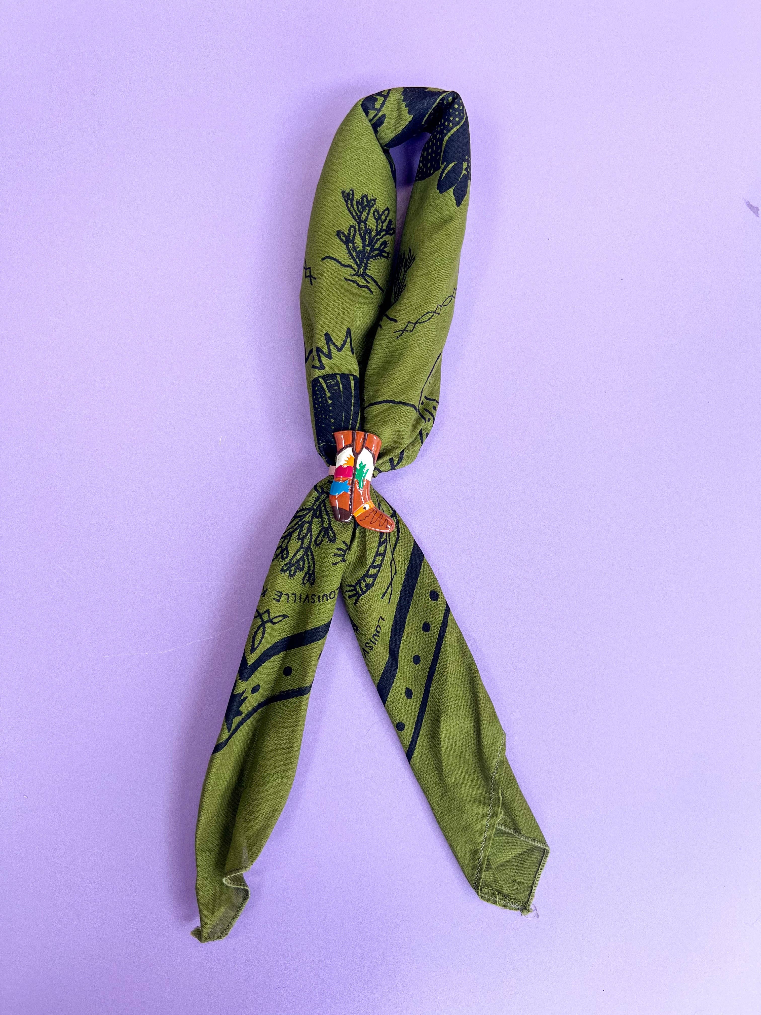Velvet Outlaw - Wholesale Scarf Clip - Women's - Colorful Cowboy Boot Bandana Slide - Multiple Colors11