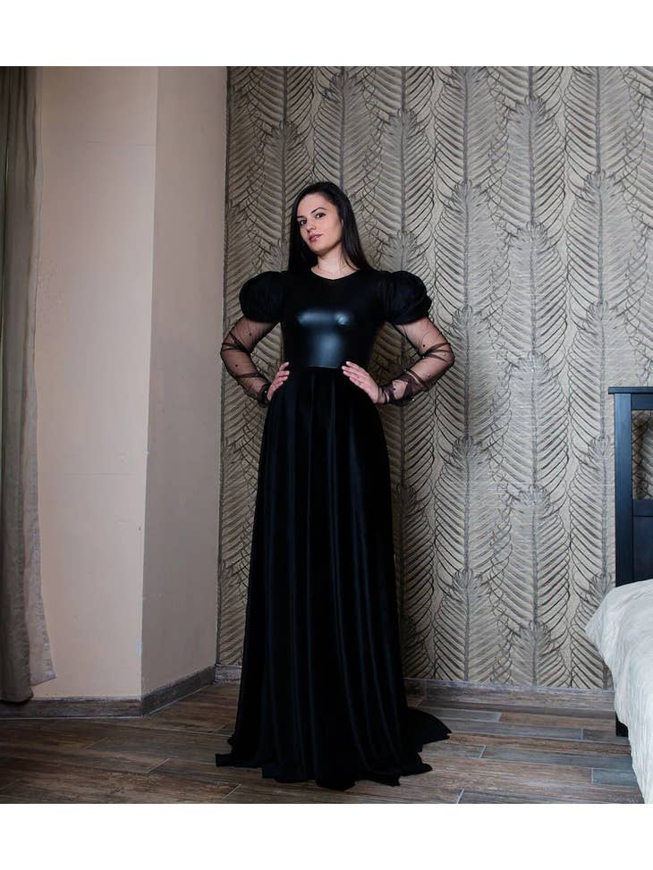 Leather evening deals gown
