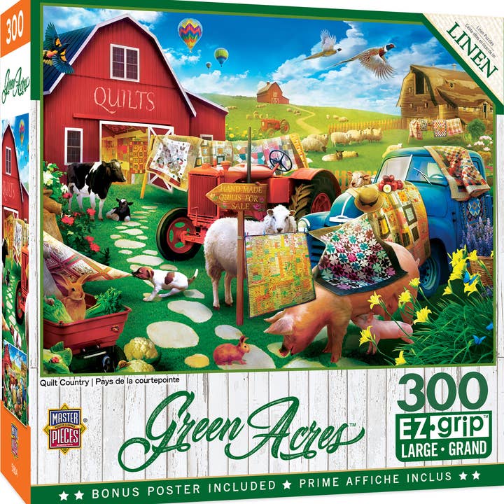 Masterpieces Puzzles - Wholesale Puzzle - Adult - Green Acres - Quilt Country 300 Piece EZ Grip Puzzle