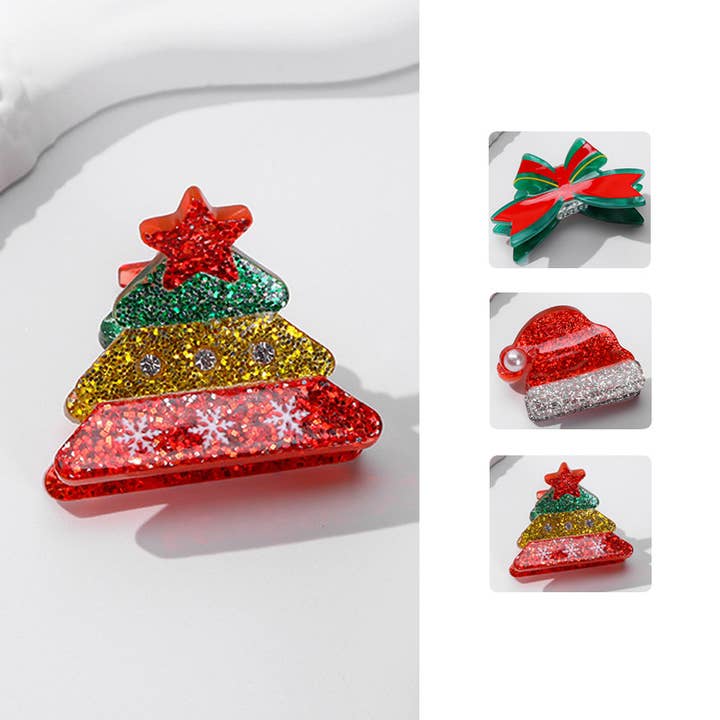 SoapElenGlen - Wholesale Hair Clip - Women's - Festive Christmas Tree & Santa Hat Hair Clips3