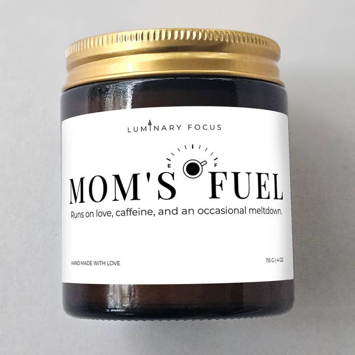 Mom's Fuel – 4oz Amber Glass Candle for Mom for wholesale by Luminary Focus