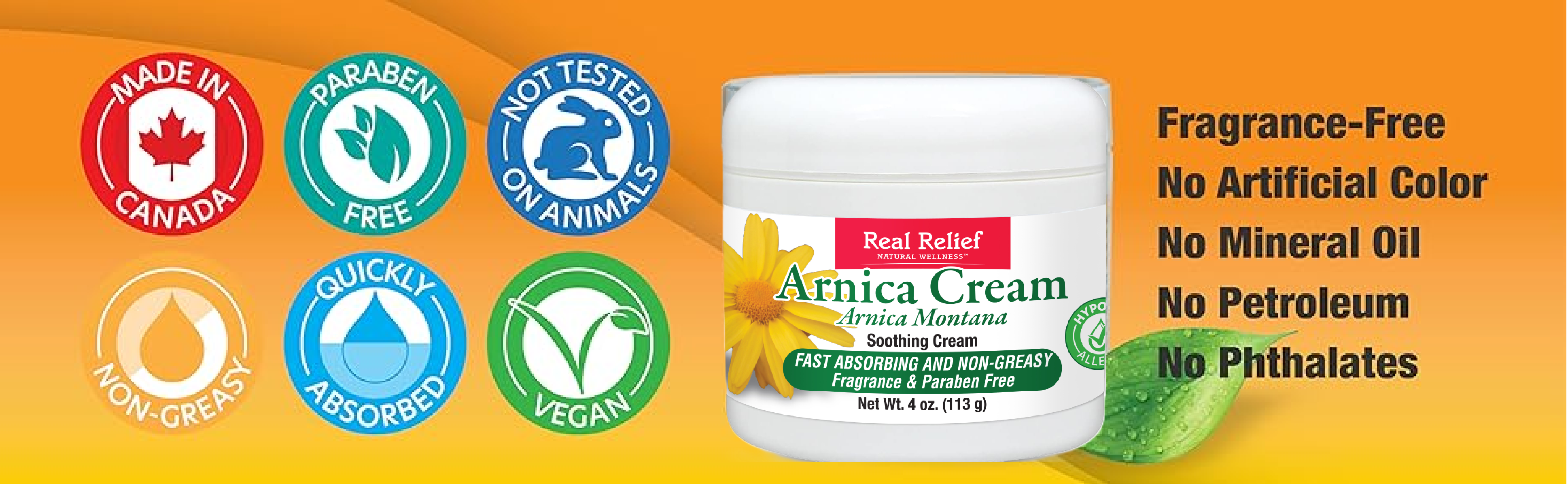 homeolab International Inc - Wholesale Healing Salve/Balm/Cream - Real Relief Arnica Cream for Pain Relief 4 oz 3