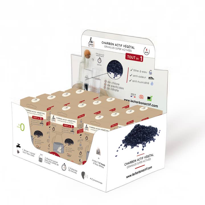 Le Charbon Actif Français - Vendita all'ingrosso Spray deodorante per animali - Confezione da 15 granuli di carbone vegetale super attivato ALL in 1