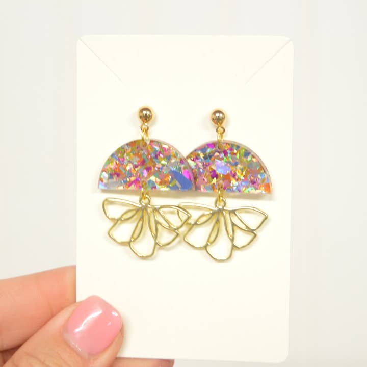 Confetti Earrings, Colorful, Acrylic Earrings, Glitter for wholesale by The Adorned Fox