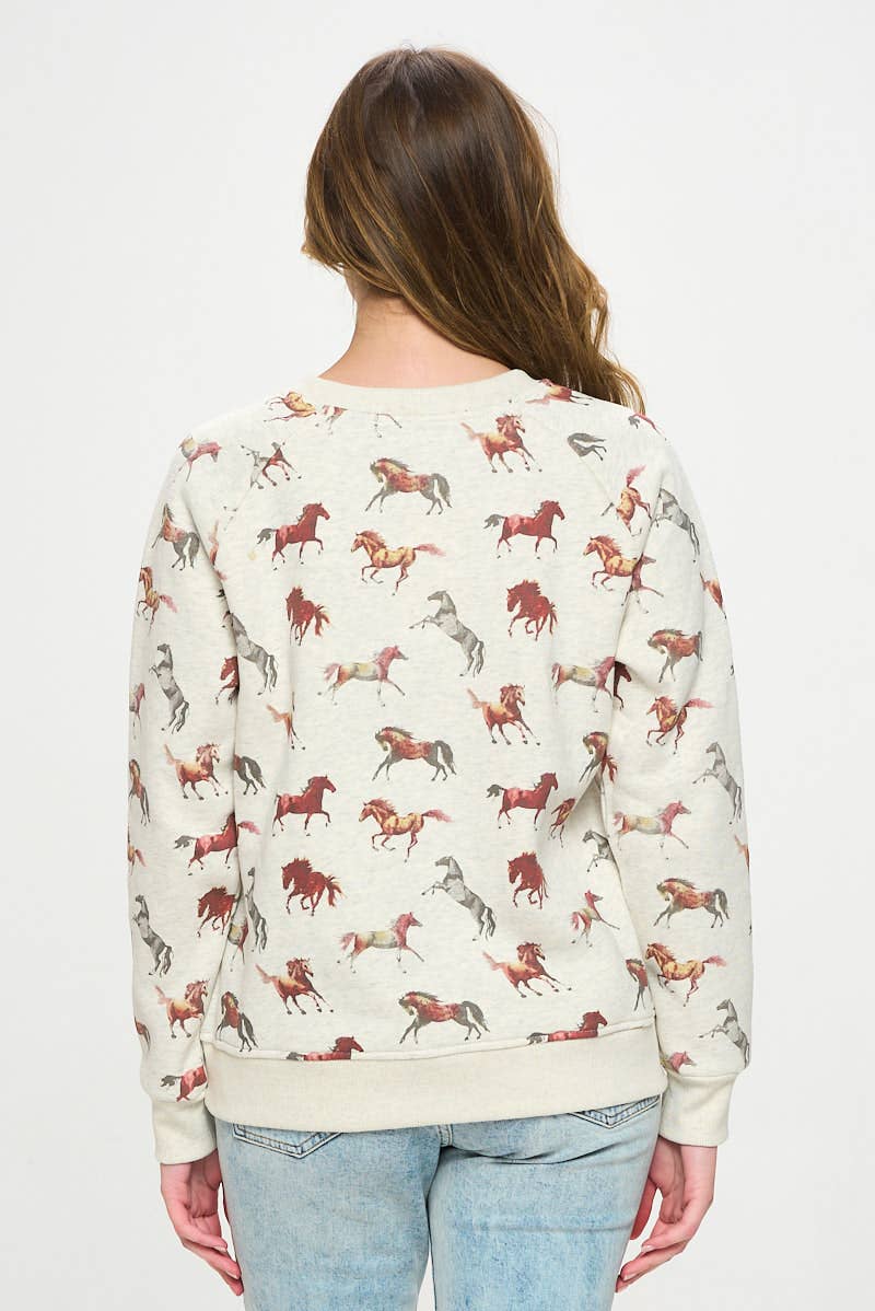 SM WARDROBE - Vendita all'ingrosso Felpa - Donna - FELPA A COLORI CON STAMPA CAVALLI3