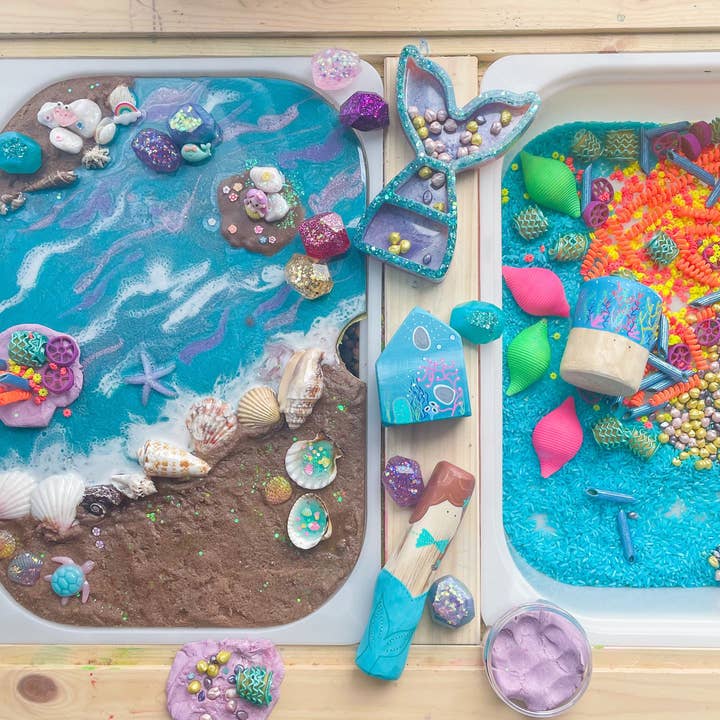 Love Teach Play - Wholesale Toy Set - Kids - Magical Mermaid Themed Resin Playscape Tray for Flisat Table
