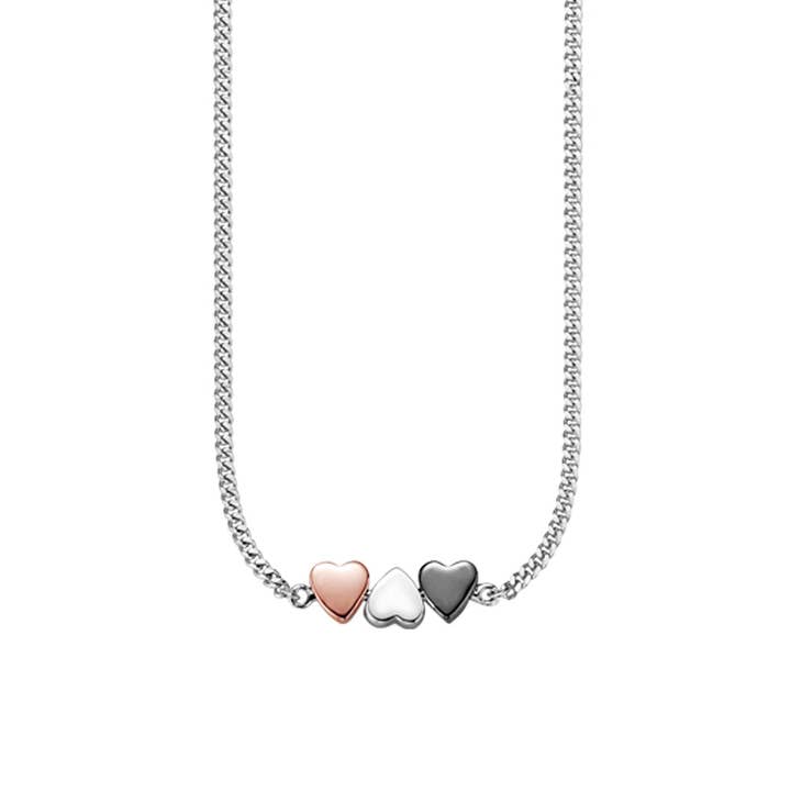 925/- sterling silver tricolor heart necklace for wholesale by caï