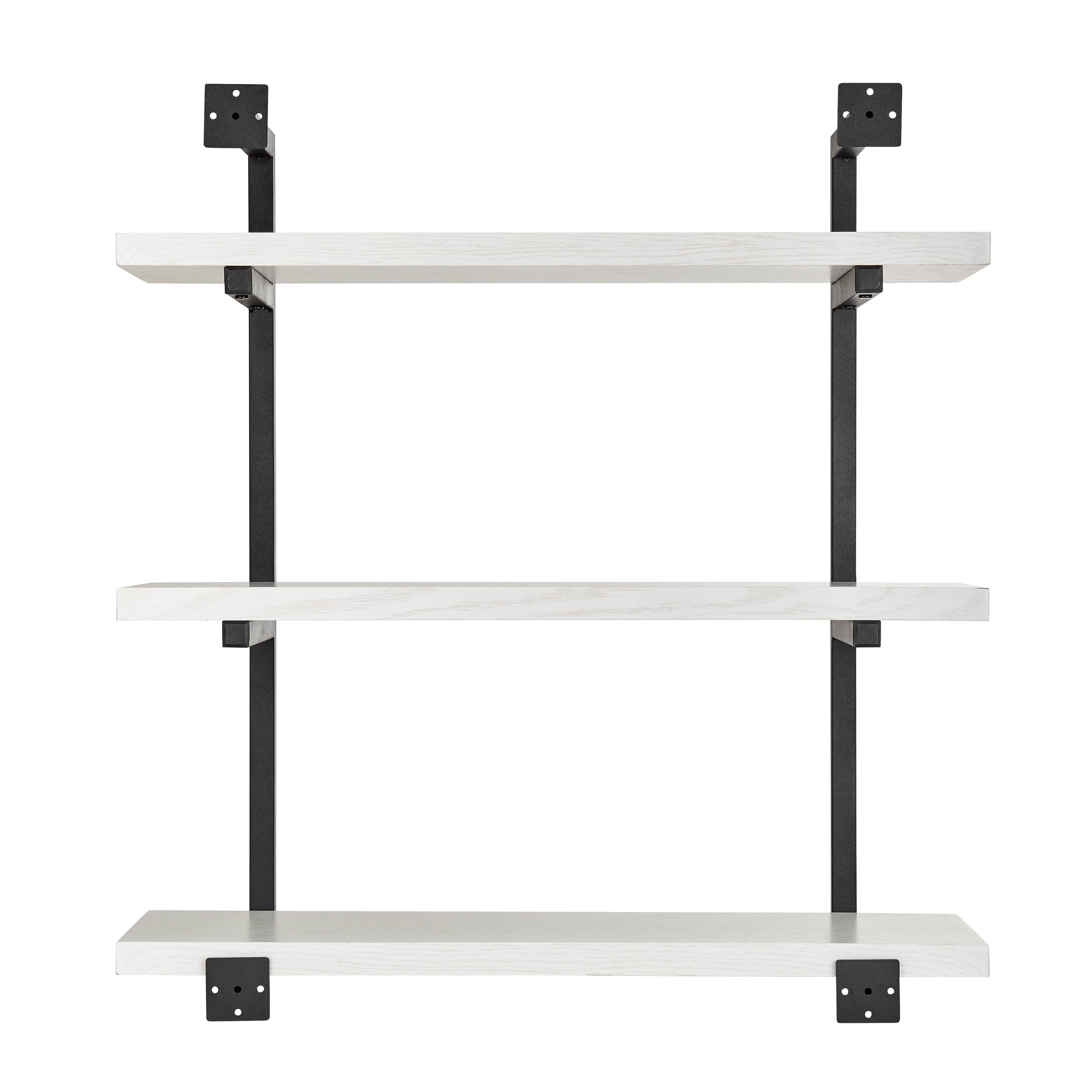 Danya B - Wholesale Muurplank - Moderne 3-laags hangende metalen beugel met witte berkenhouten wandplanken8