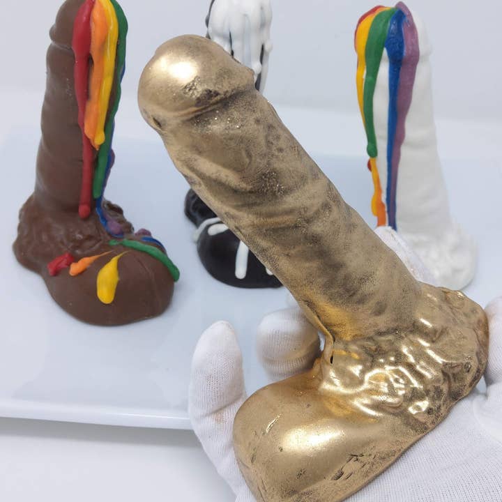 Wild Angel Treats, LLC - Wholesale Chocolate - Penis Solid Chocolate-optional Gold Dust or Pride Rainbow