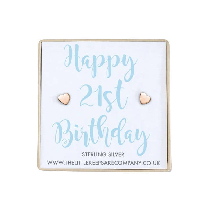Roségouden oorbellen van Vermeil Quote - Happy 21st Birthday voor wholesale door The Little Keepsake Company