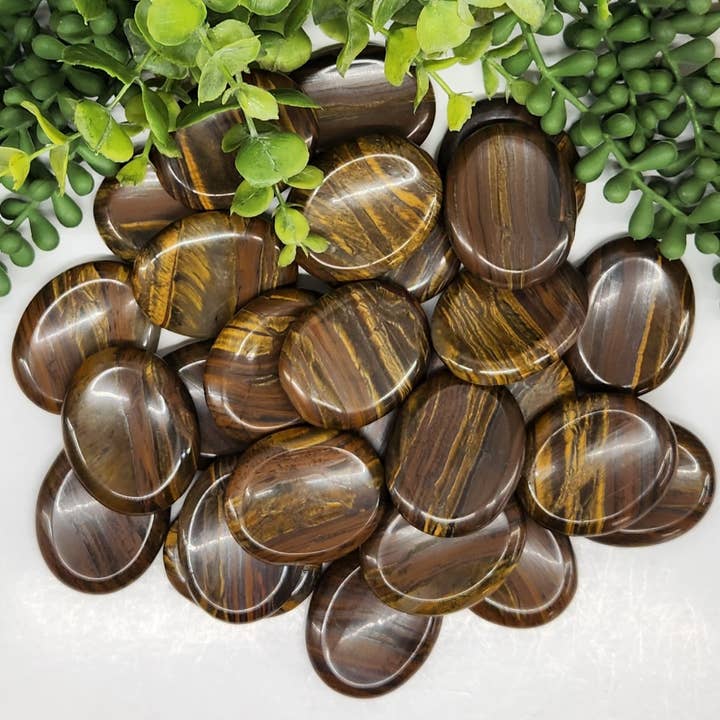 Meraki Gemstones - Wholesale Spiritual Stone/Crystal - Iron Tiger Gemstone Worry Stones-50x40x10mm (0.5kg/1.1lbs)