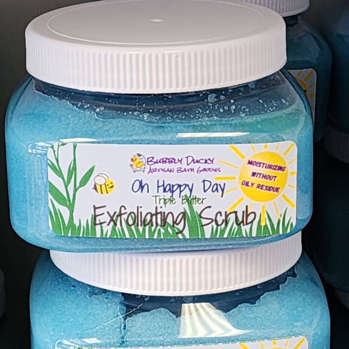 "Oh Happy Day" Triple Butter Exfoliating Scrub for wholesale by Bubbly Ducky