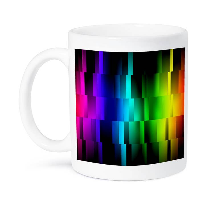 3dRose - Wholesale Coffee Mug - 3dRose, Prism Fractions a spectrum of colors displayed in geometric section, Mug8