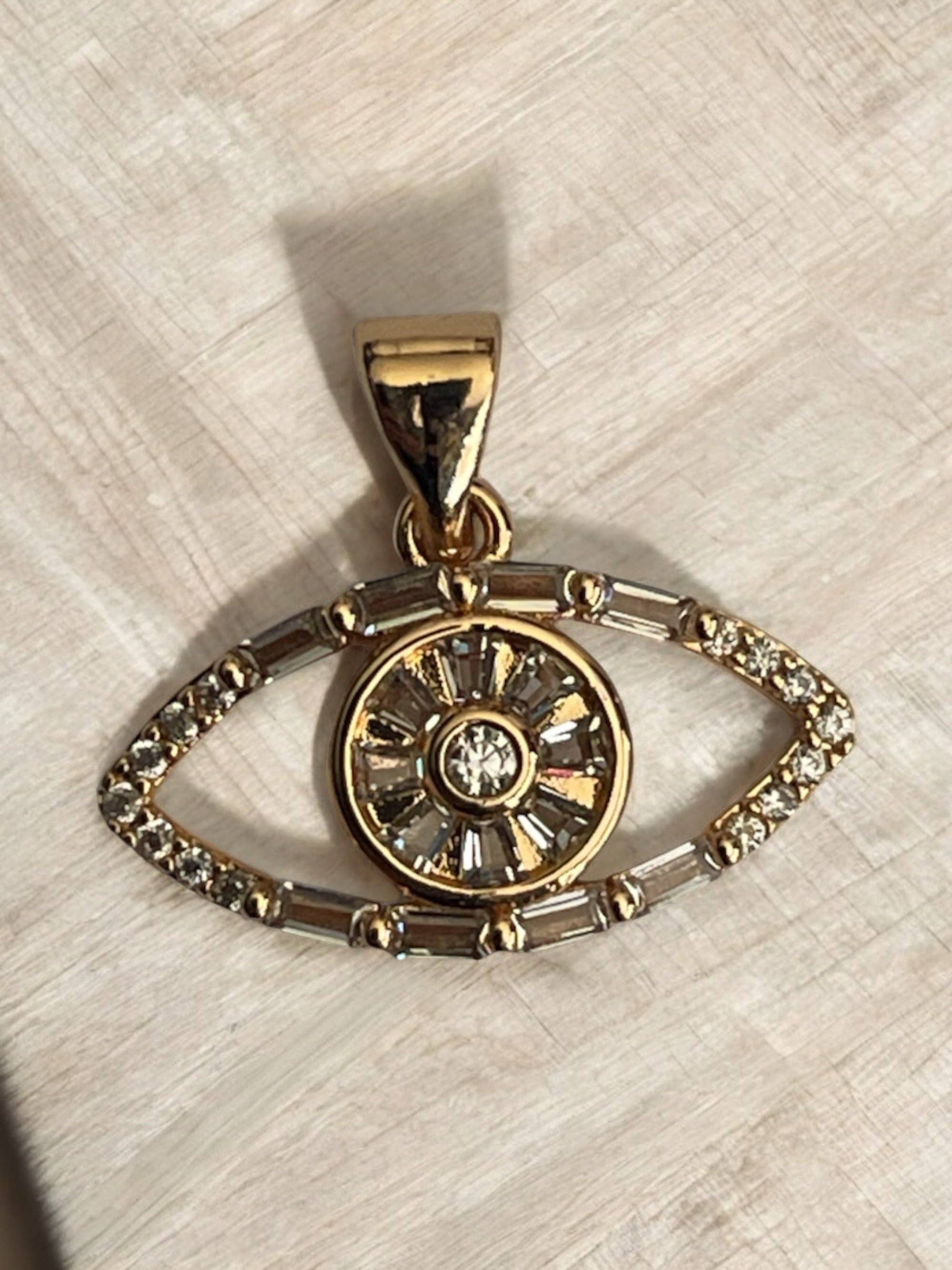 Divina Jewelry & Accessories LLC - Wholesale Individual Charm/Pendant - Evil Eye Theme with CZ Stones 18k Gold Electroplated Pendant3