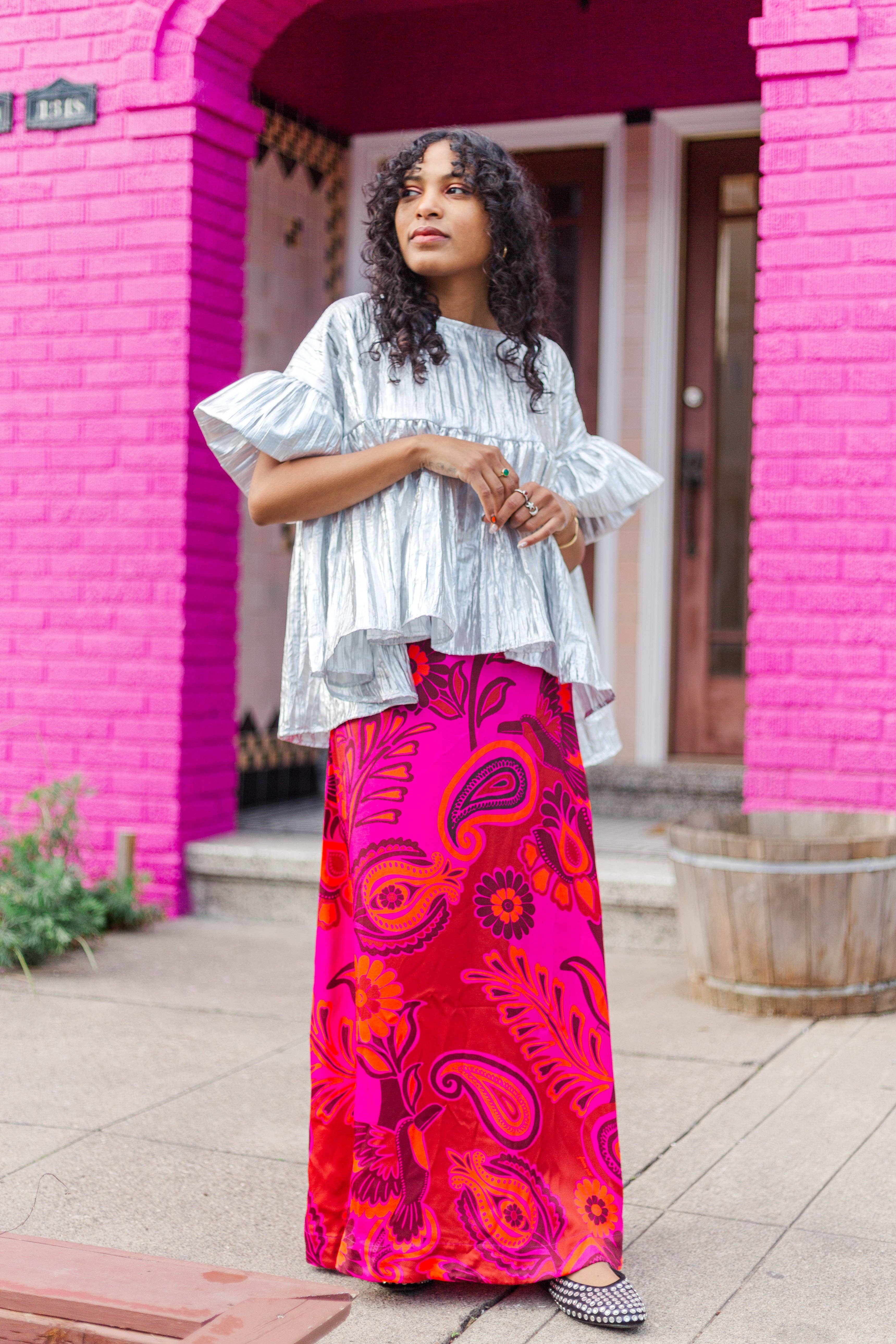 Nettle Studios - Wholesale Blouse - Women's - Size-Inclusive Plus Size Womens Silver Metallic Gathered Top11