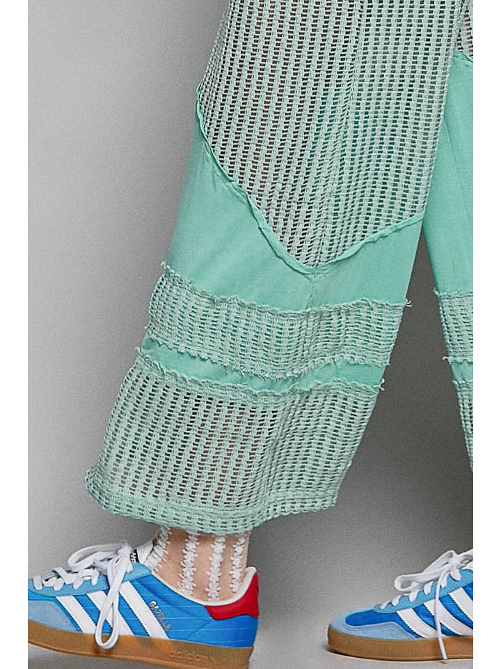 Pol Clothing - Wholesale Pants - Women's - Contrast see through elastic waist knit culottes pants16