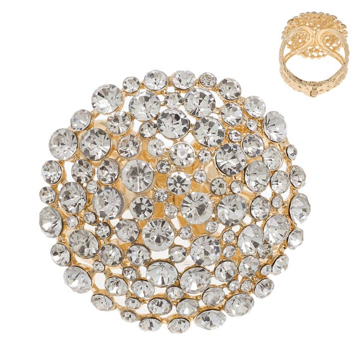 SP Sophia Collection - Wholesale Cuff Bracelet - Dome Rhinestone Cluster Metal Cuff Hinge Bracelet1