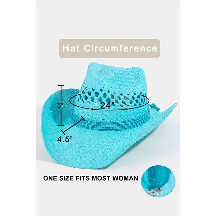 Collections by Fame Accessories - Wholesale Fedora - Women's - Straw Woven Western Cowboy Hat