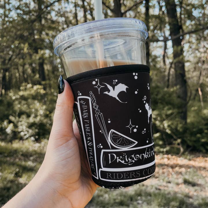 Meaggie Moos - Wholesale Drink Huggers & Koozies - 16oz Drink Sleeve | Fourth Wing Violet's Bookshelf0