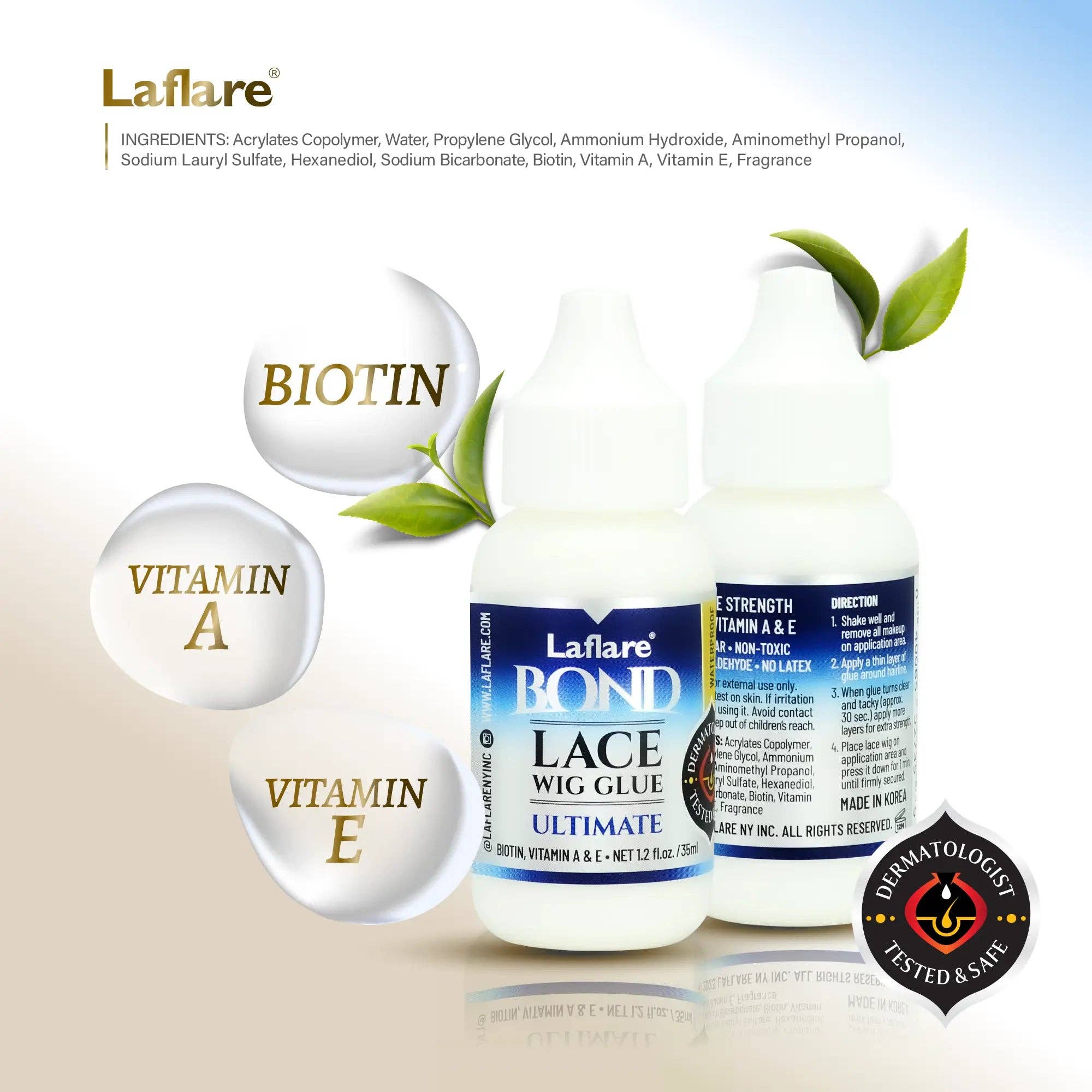 Laflare - Wholesale Hair Styling Gel/Mousse - Lace Bond Wig Glue - Ultimate Strength, Infused with Biotin, Vitamin A & E, Non-Toxic, Dries Clear.3