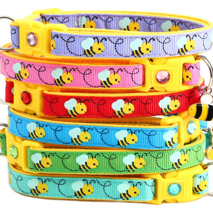 Honey Bees Breakaway Cat Collar for wholesale by From Pugs to Persians Pet Accessories, LLC