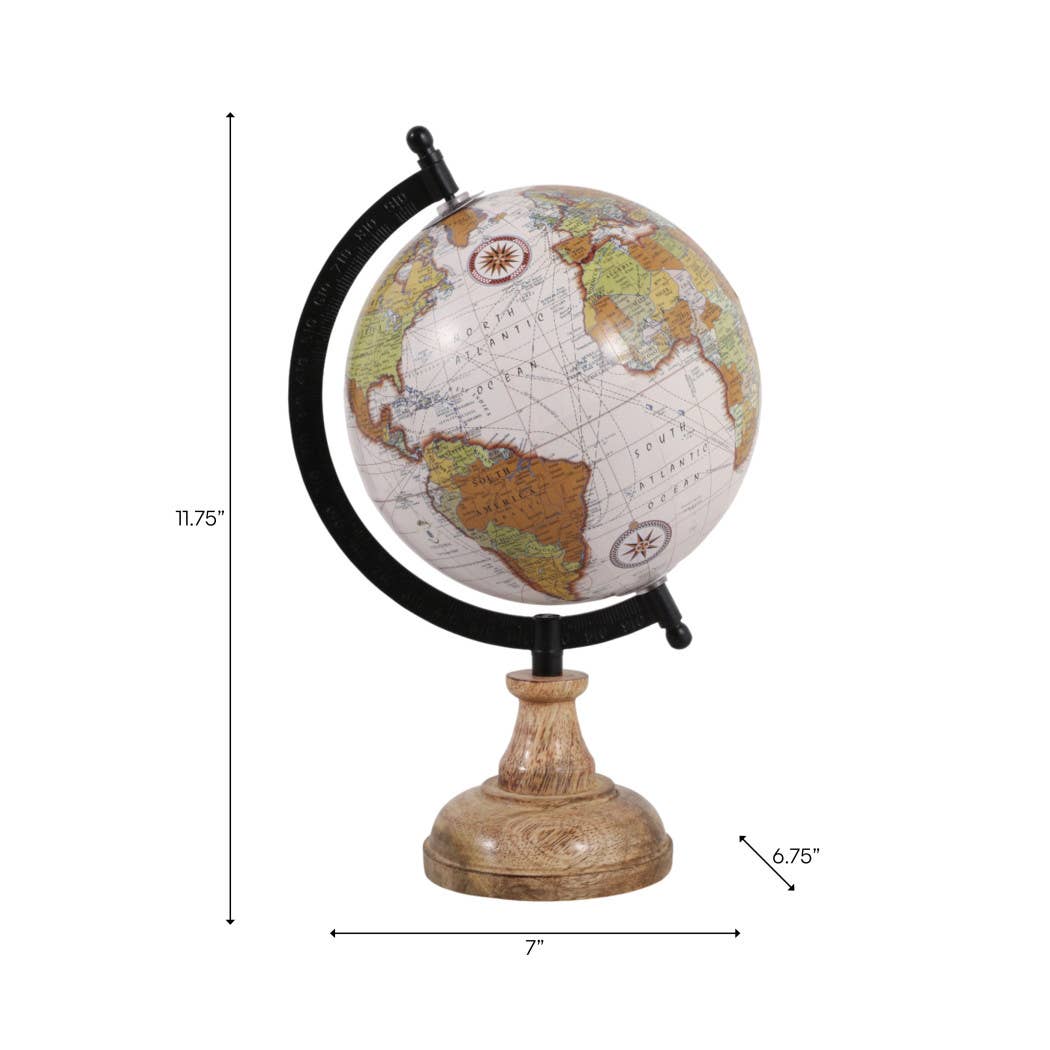 Sagebrook Home - Wholesale Desk Globe - Resin Wood Base Globe Sculpture - Natural, 12 in.3