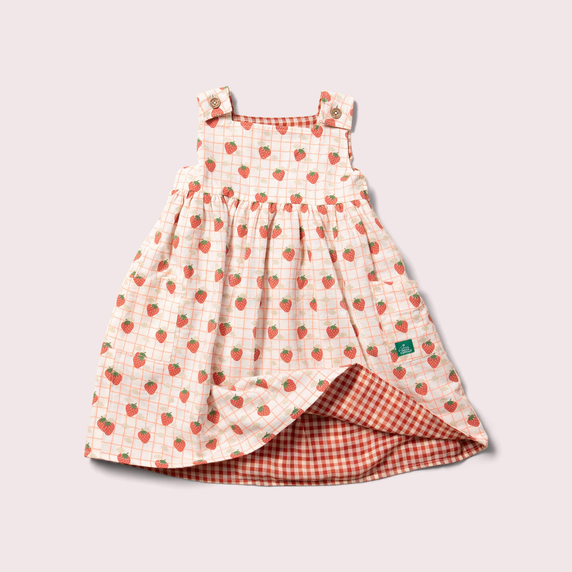 Strawberry Days Reversible Pinny Dress for wholesale on Faire4