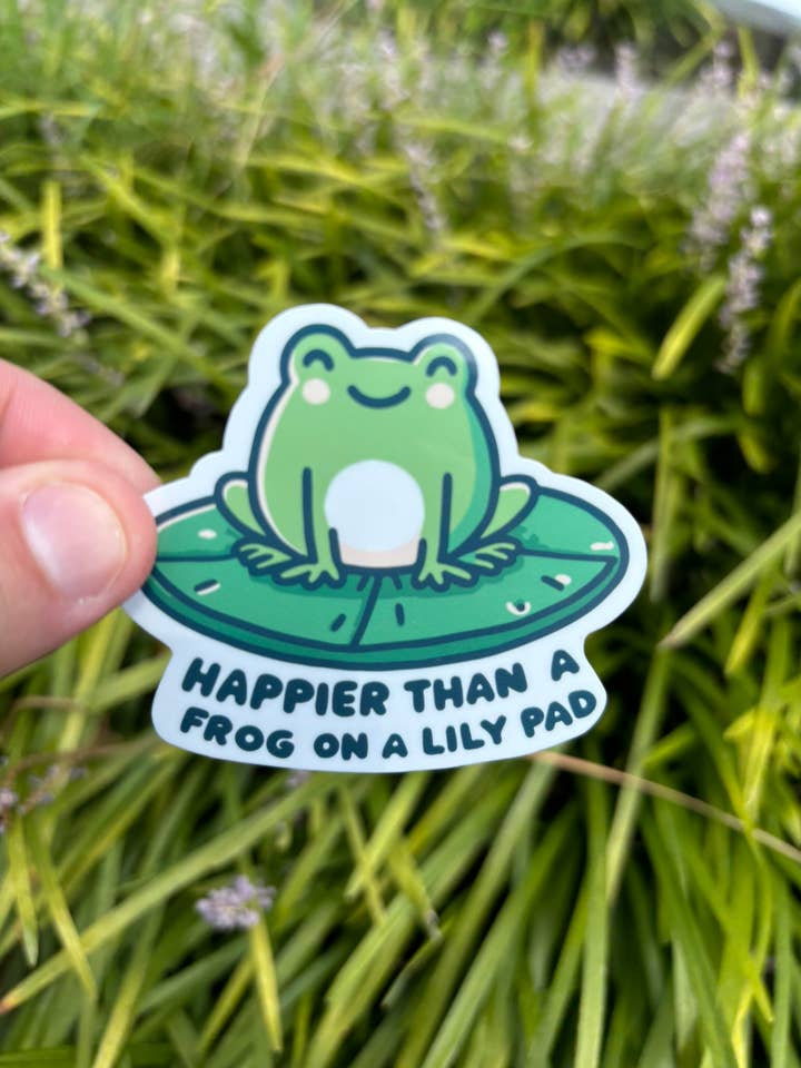adesivo bonito, mais feliz que um sapo numa almofada de lírio por atacado de Create Happy