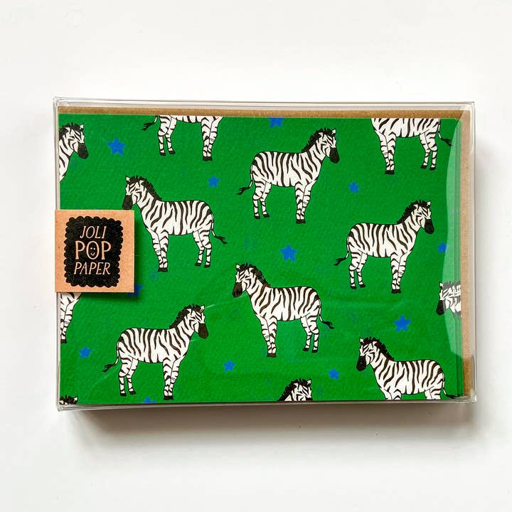 Zebra Boxed Card Set of 8 for wholesale by Joli Pop Paper Co.