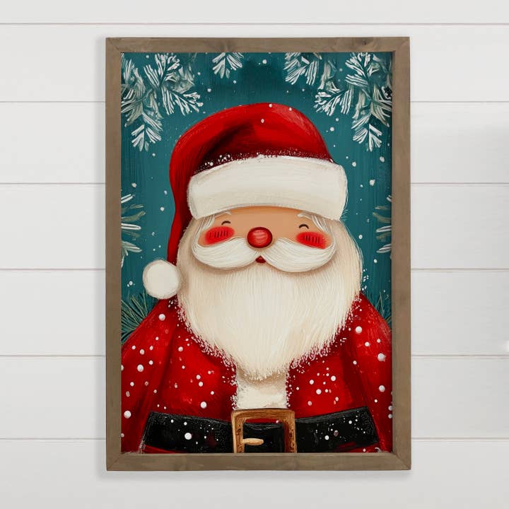 Leinwandbild, niedlicher Weihnachtsmann, mit Holzrahmen für den Großhandel von Hangout Home
