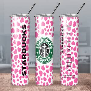 Wholesale Starbucks tumbler- pink hearts tumbler- valentine tumbler- pink Starbucks  cup- valentines day Starbucks tumbler- pink faux glitter tumbler for your  store - Faire