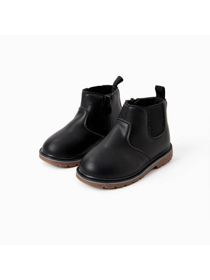 PatPat – Botas - Crianças por atacado – Botas de criança em couro PU Spandex com Fecho - Cor Sólida