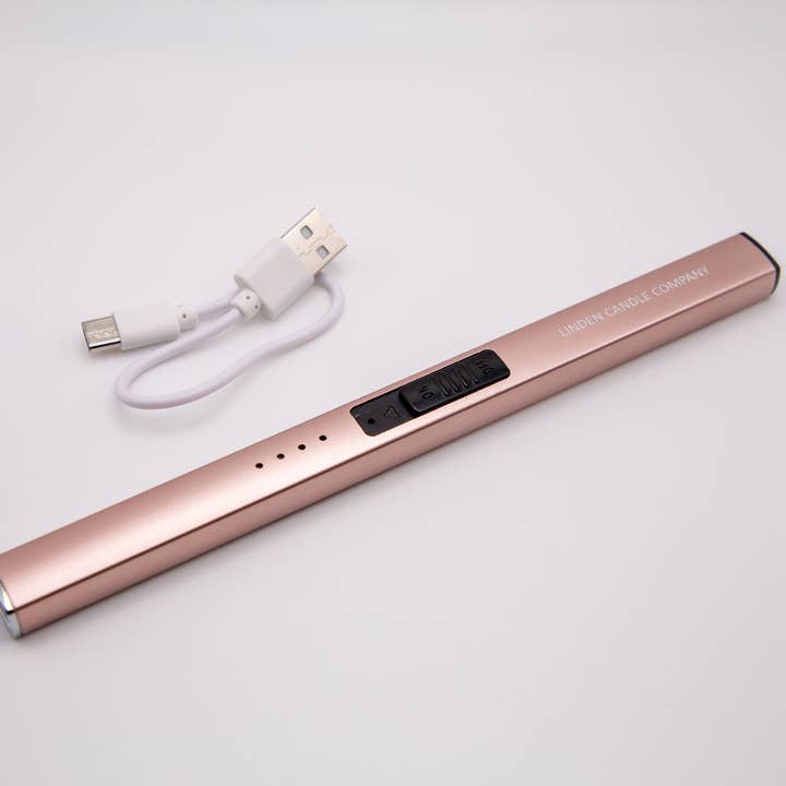 Linden Candle Company – wholesale Lighter – Rose Gold Electric Flameless Rechargeable Lighter3