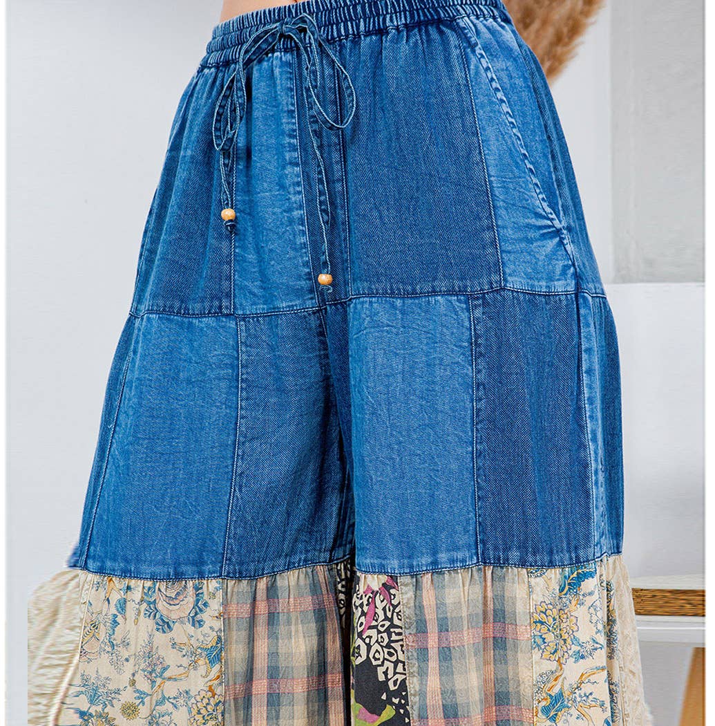 Young Threads - Venta al por mayor Pantalones - Mujer - Pantalones de Encaje y Punto con Inserciones de Parche en Denim de Capas Boho (Nuevo)9