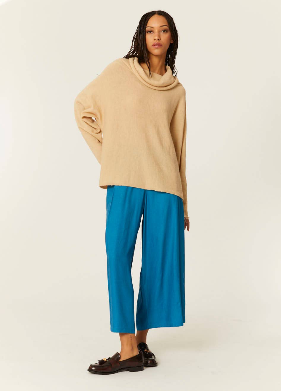 Pepaloves – Calças - Mulher por atacado – CALÇAS LARGAS ECOVERO AZUL3