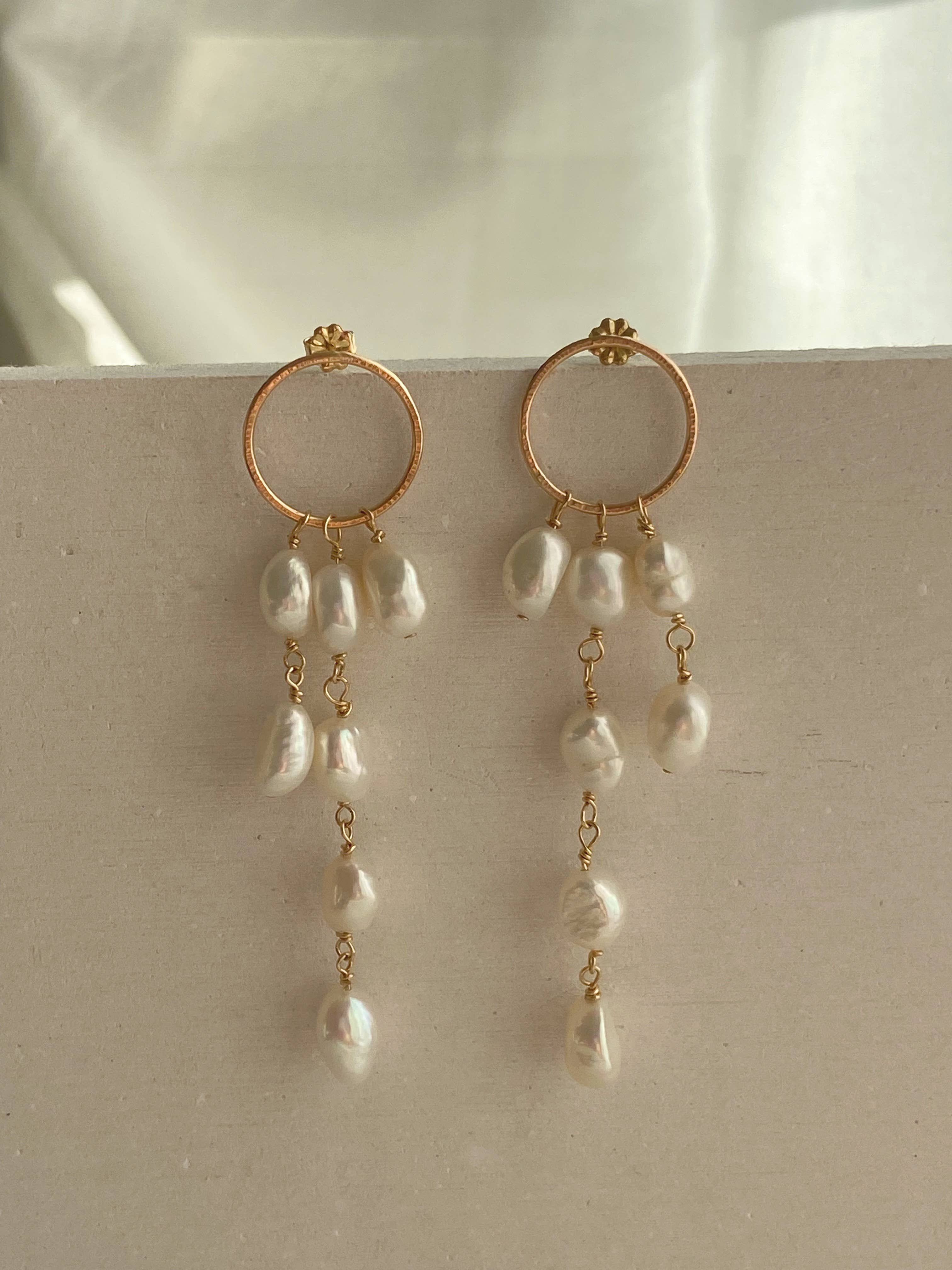 AVA Handmade Jewelry - Wholesale Dangle Earrings - AURA  • Freshwater baroque long multi pearl dangle earrings2