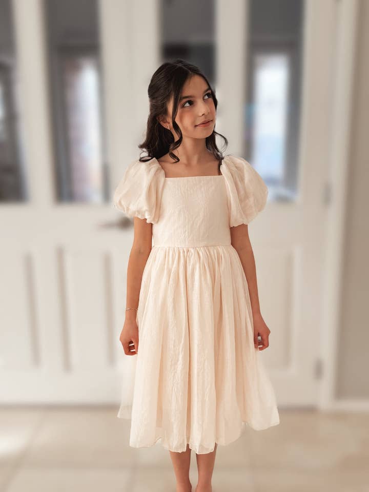 A Little Lacey - Wholesale Dress - Kids - Lucy Girls Champagne Midi Dress