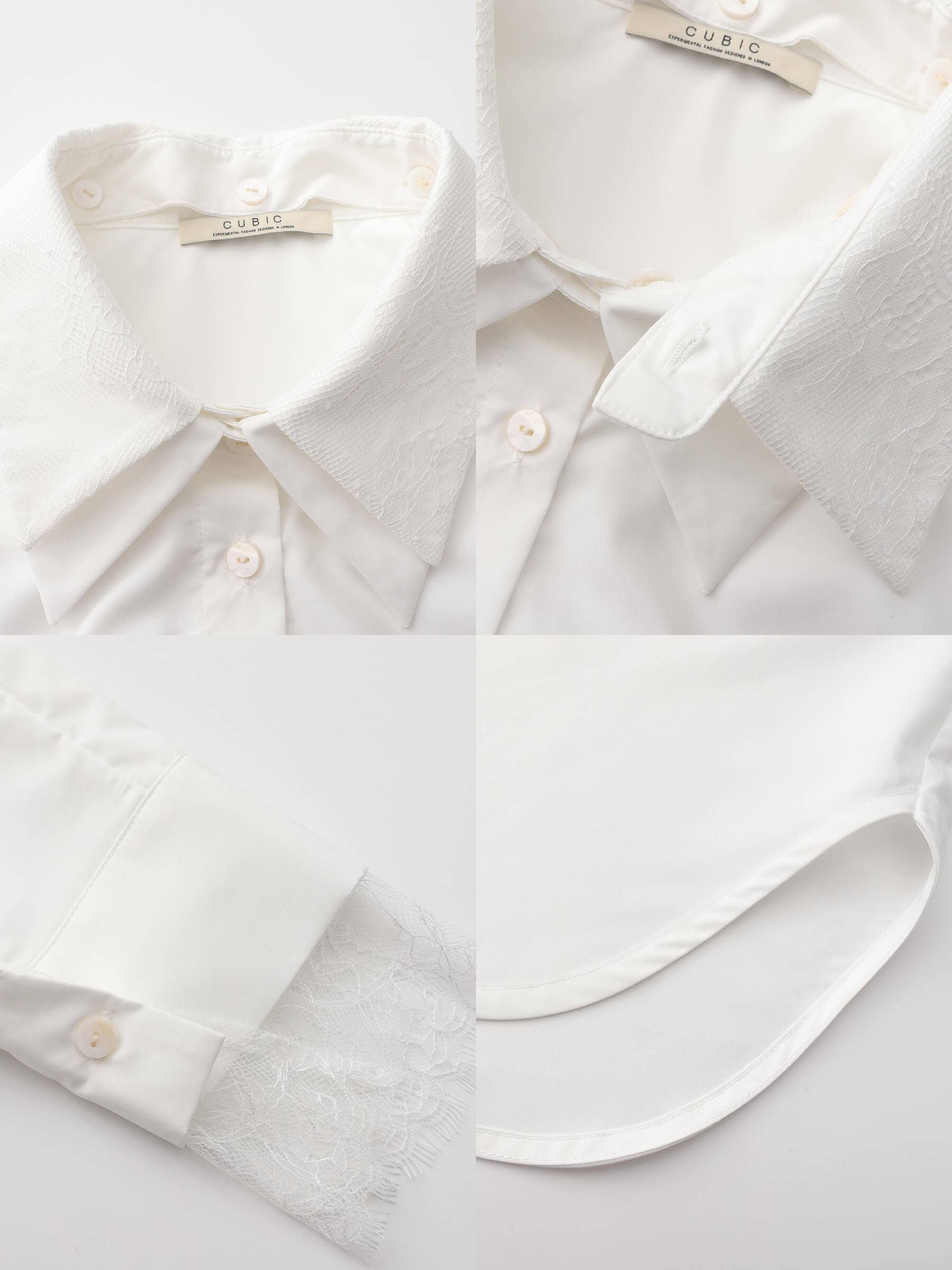 CUBIC - Wholesale Button Down Shirt - Women's - Double Wing Collar Shirt with Detachable Lace Collar3
