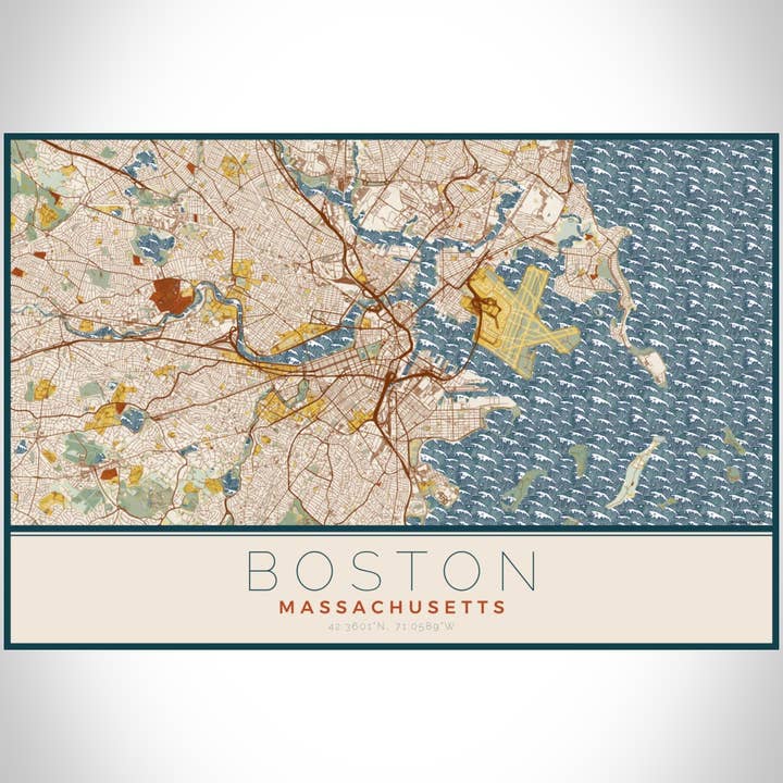 JACE.design - Wholesale Art Print - Boston MA Map Print Woodblock3