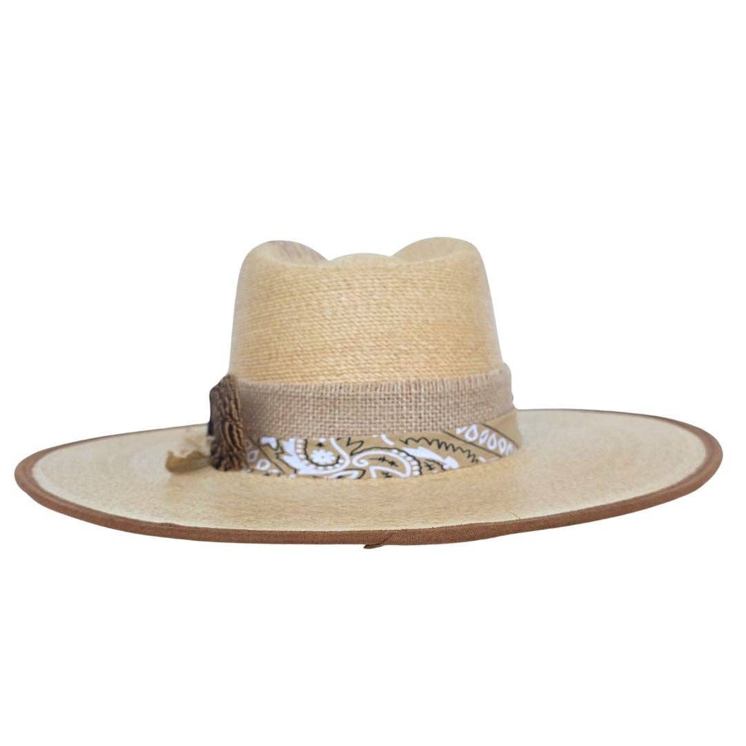 Tan Steve  Straw Western Crown Hat for wholesale on Faire1
