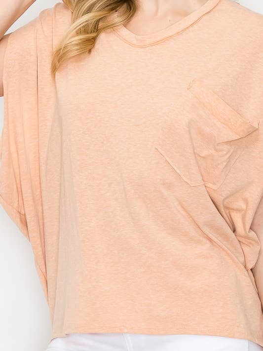 A.gain - Wholesale T-Shirt - Women's - 10875SLP627 - PLUS SIZE POCKET ACCENT TOP11