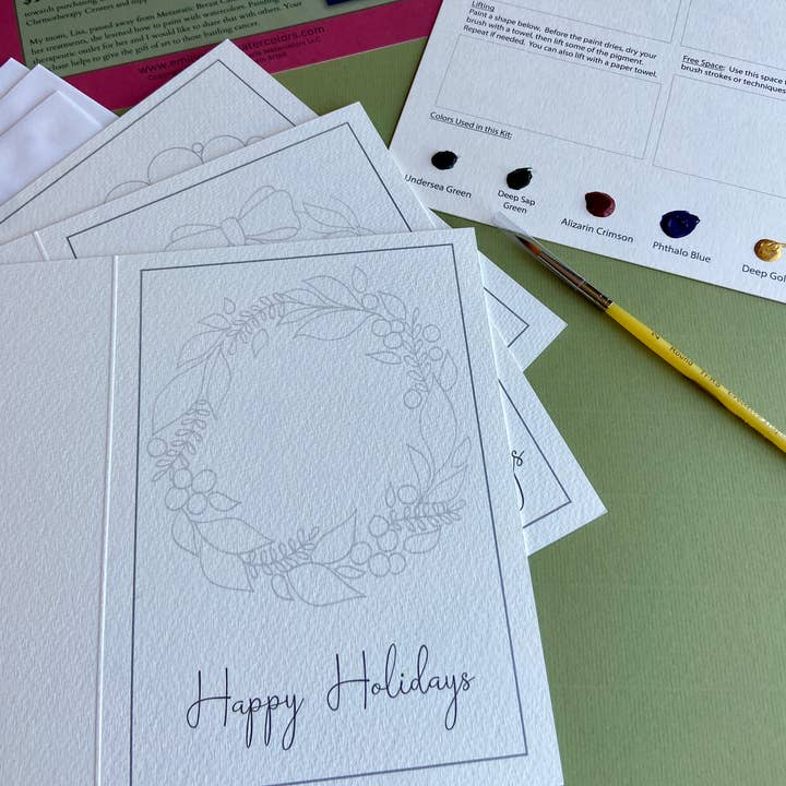 Emily Marie Watercolors – wholesale DIY craft kit – Watercolor Painting Kit: Holiday Greeting Cards3