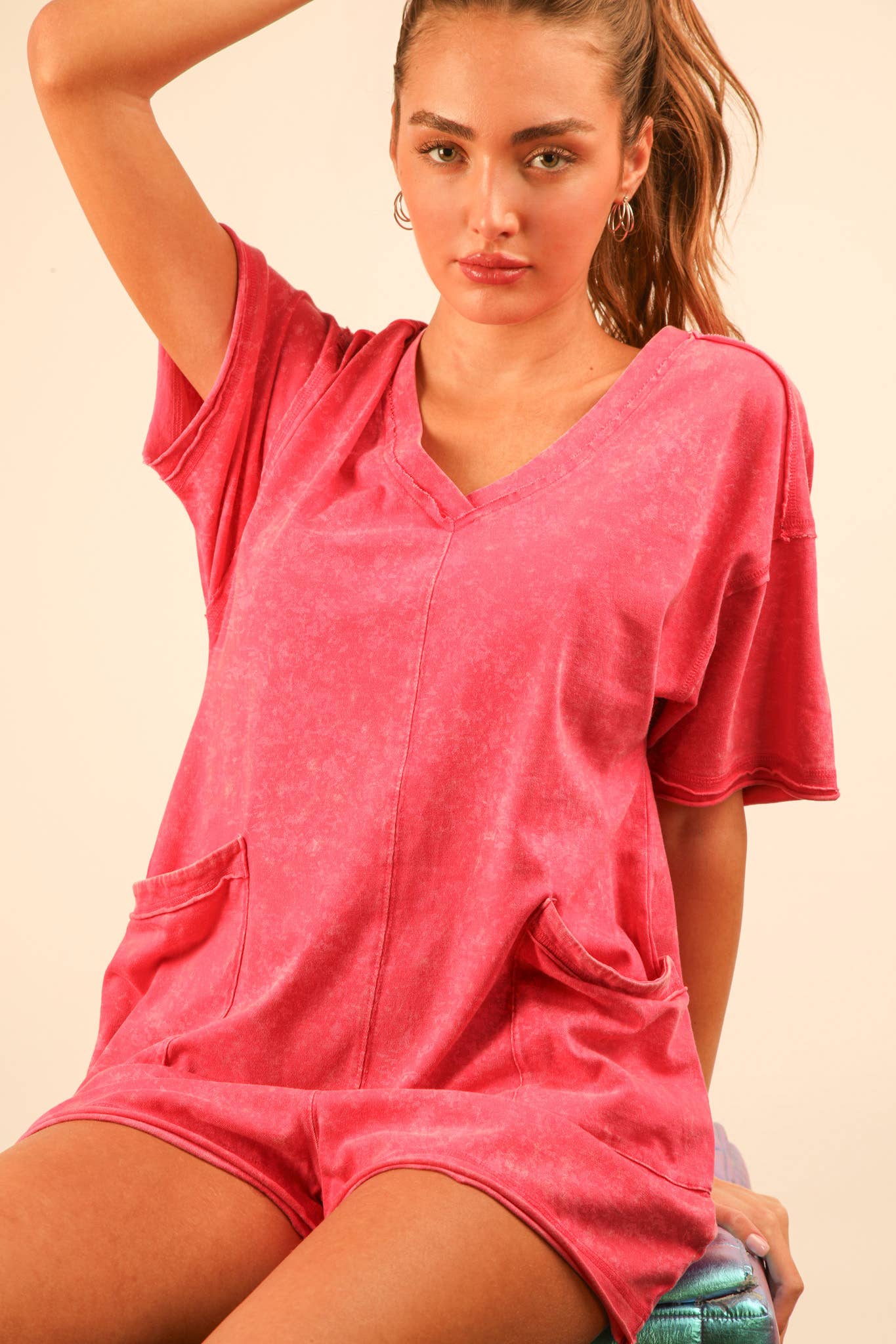 VERY J - Venta al por mayor Peto - Mujer - Mameluco casual de punto extragrande lavado NP70740-Mineral6