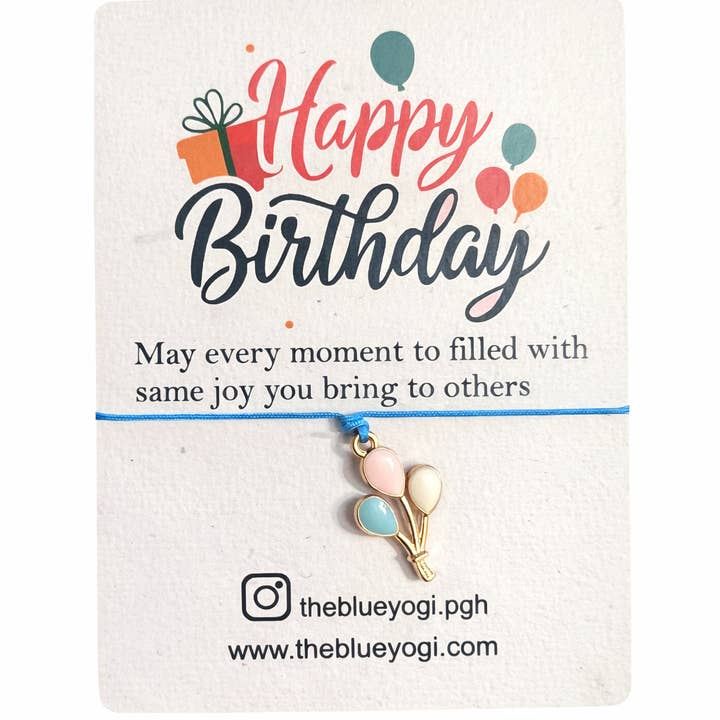 Birthday Adjustable charm bracelet on a Plantable seed paper for wholesale by The Blue Yogi
