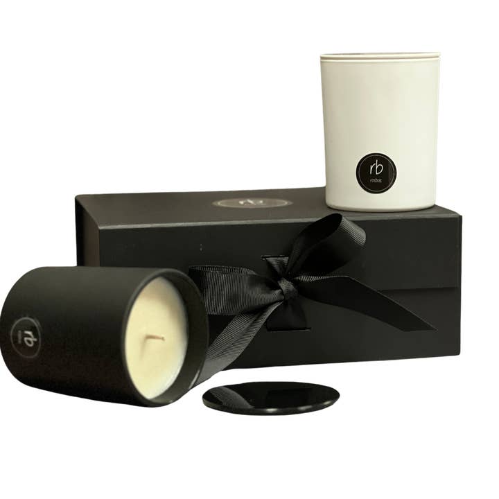 Rosbas Candles Gift Set - Scented - Soy Wax - Black-White Jars, 7 oz ea. for wholesale by rosbas, llc