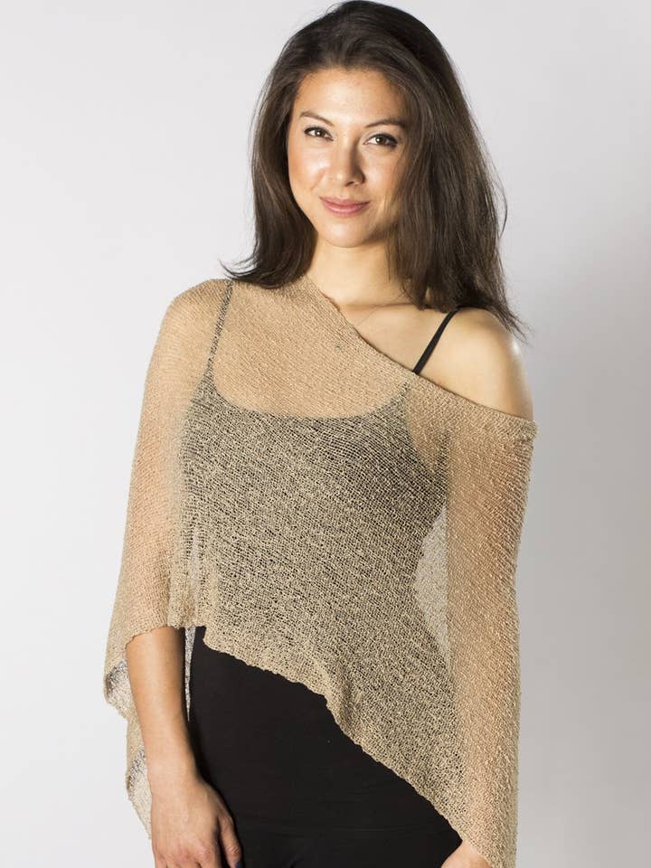 Lightweight Summer Shrug Knit Poncho Shawl- Boho Cover for Dress for wholesale by Bali Prema